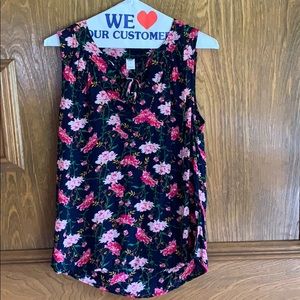 Navy flower print blouse